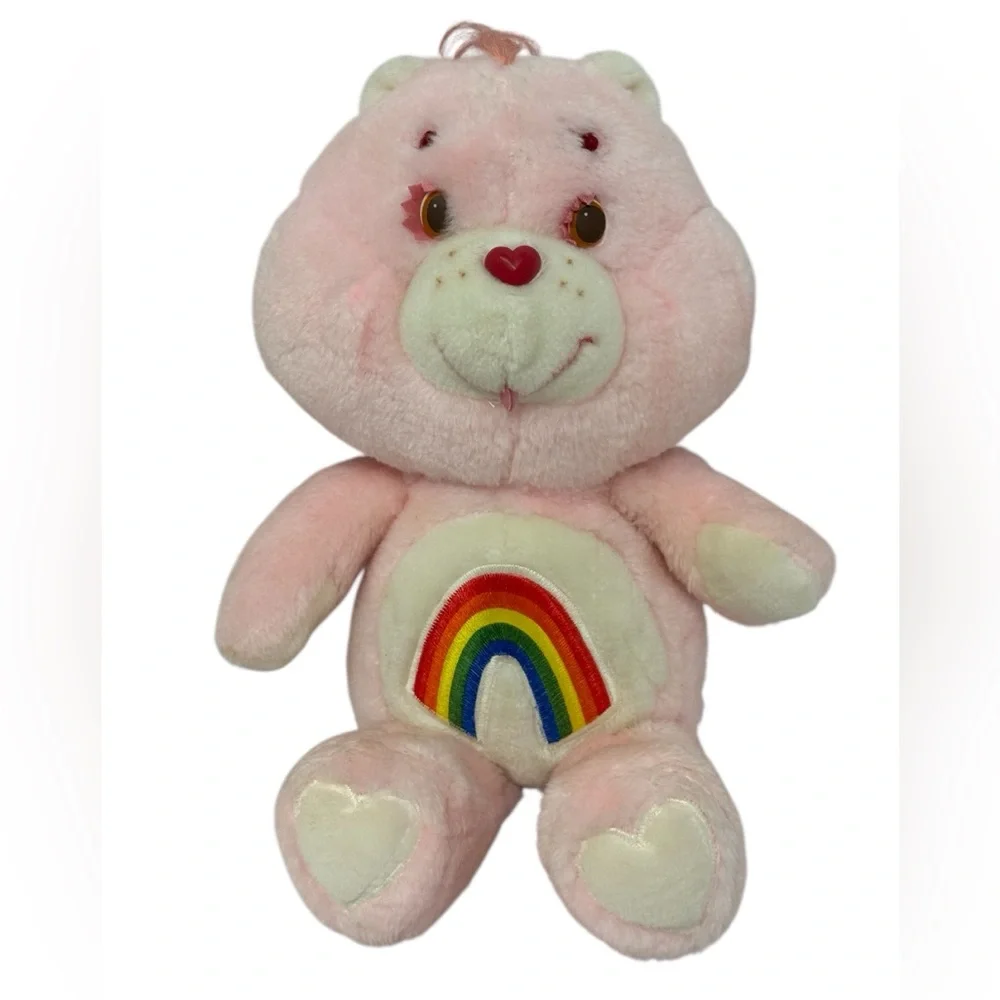 Vintage 1983 Kenner Care Bears Cheer Bear Pink Rainbow Plush Stuffed Animal 13